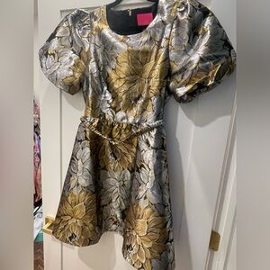 Lilly Pulitzer Gold and Silver Brocade Dress